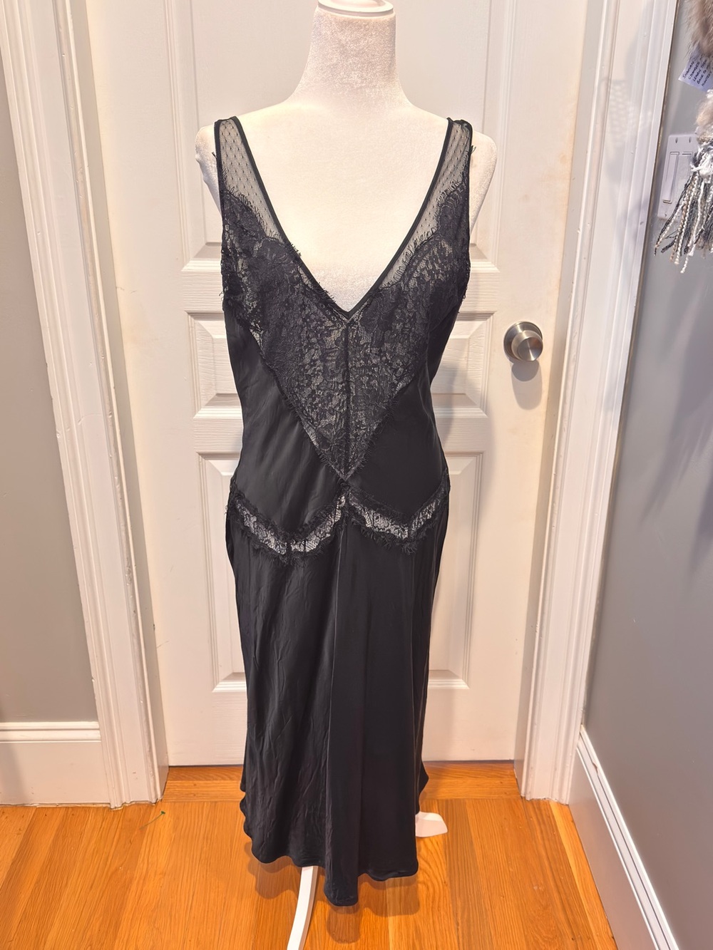 Anthropology Black Lace Trim Slip Dress - Women Intimates & Sleepwear size M